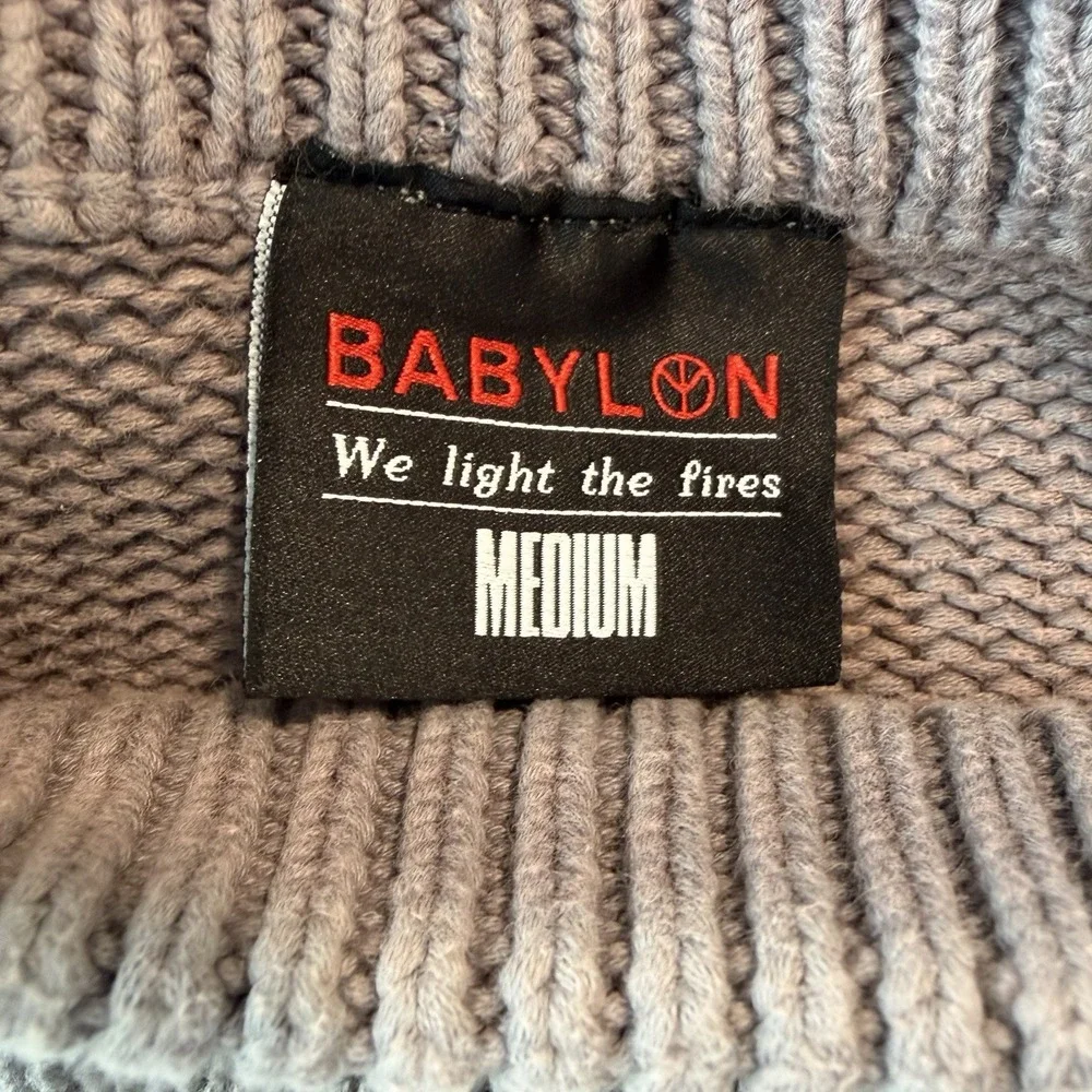 Babylon Gray/White Cotton Sweater Men's‎ Size Medium Y2K